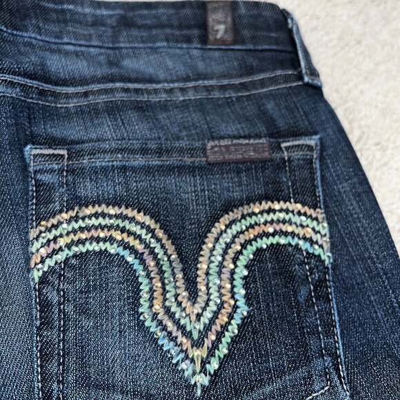 Womens 7 Seven for all mankind Jeans size 26 x 34 Kate Straight Blue Low Rise - Picture 7 of 8